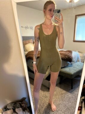 WeWoreWhat Olive Green One-Piece Romper